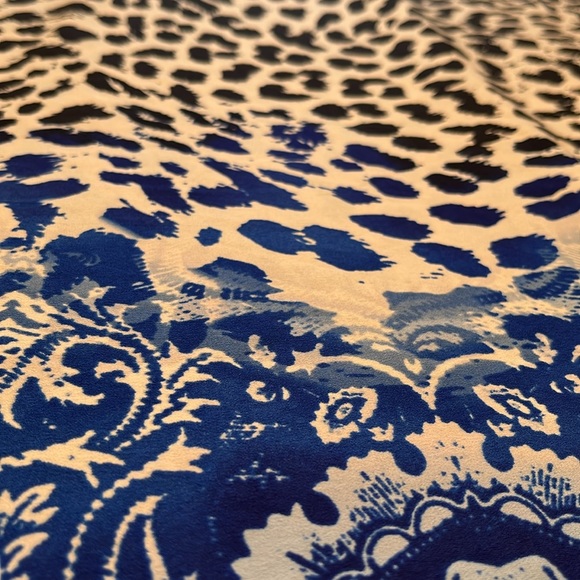 Cache Blue, Off White and Black Animal and Paisley Print Halter Maxi Dress Sz S - Picture 10 of 17